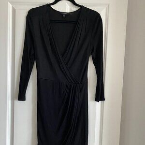 BABATON CLASSIC WRAP BLACK DRESS VISCOSE FULLY LINED SIZE S